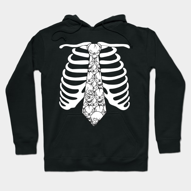 Skeleton Rib Cage and Skull Tie